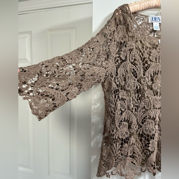 BFA Classics Lacey Sweater with attached Tank-top panel. Taupe. Size XL $18 - Picture 3 of 9